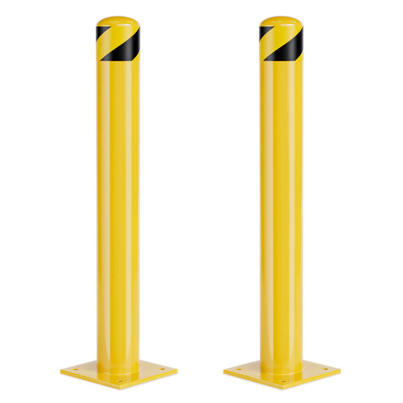 Parking Bollard Post, 42inch Bollards Steel, 4.5 Inch Diameter Bollard Covers, Yellow Powder Coated Safety Parking Barrier Post, for Traffic Sensitive Areas