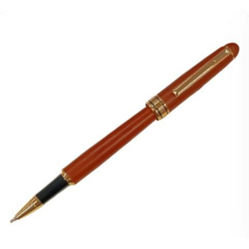 Imperial Wood Matt Brown Gold Trim Ball Pen Fine NIB IMP338R