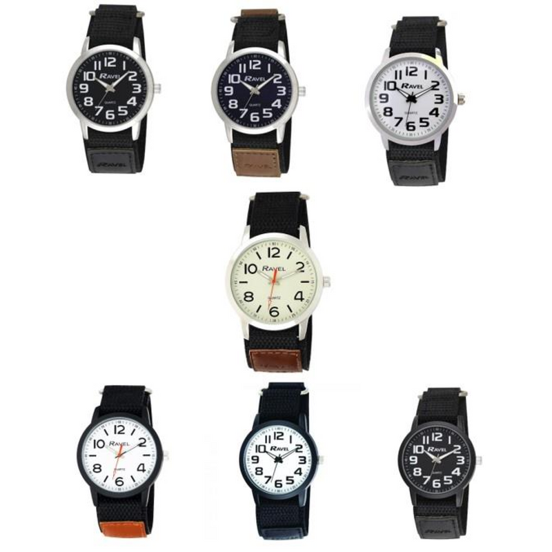 Ravel Sports Case Arabic Dial Velcro Strap Watch R1601
