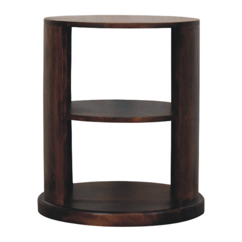 Artisan Furniture Solid Wood Ventura Side Table, 2 Open Slots, Dark Brown