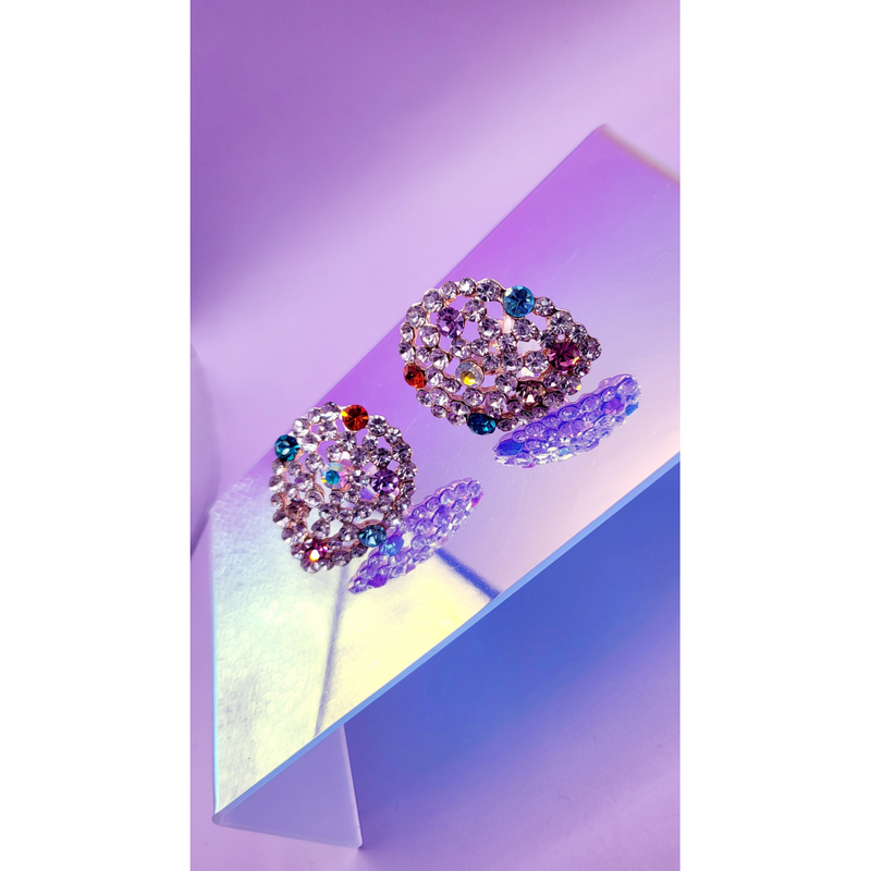 Oval Crystal Non Pierced Clip On Earrings