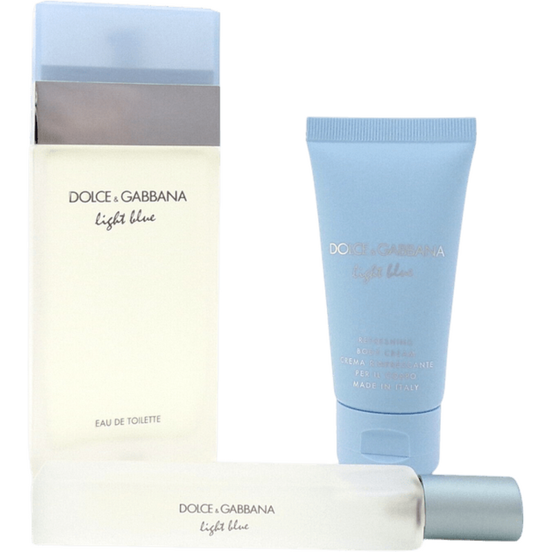 Dolce & Gabbana Light Blue Gift Set (Eau De Toilette 100ml  Body Cream 50ml  Eau De Toilette 10ml)