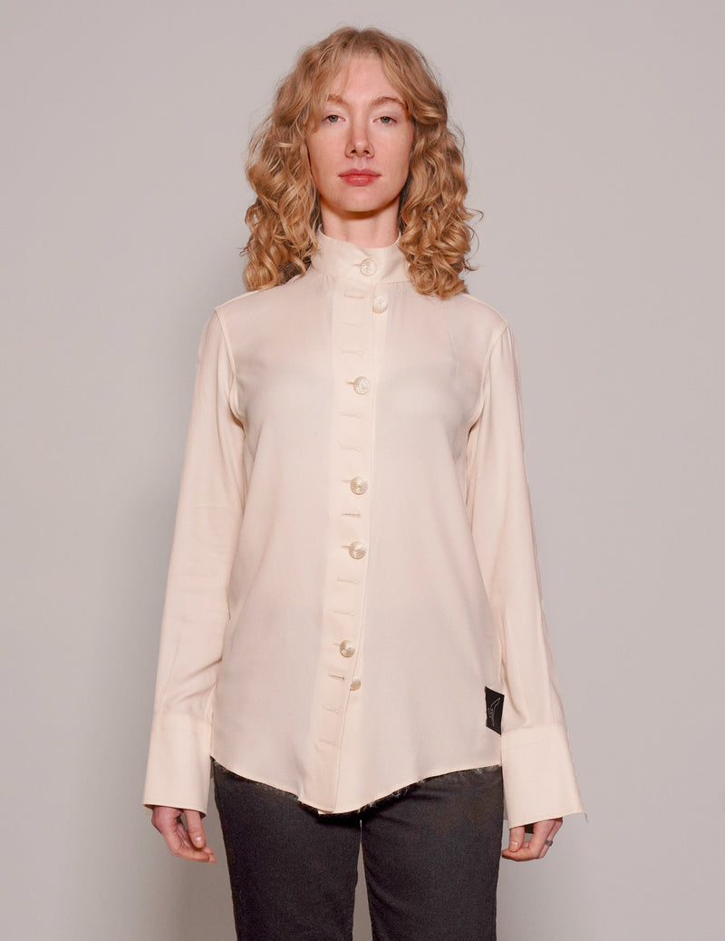 Vintage Neck Tie Blouse in Cream