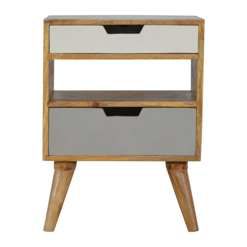 Artisan Furniture Solid Wood Grey and White Cut-out Bedside