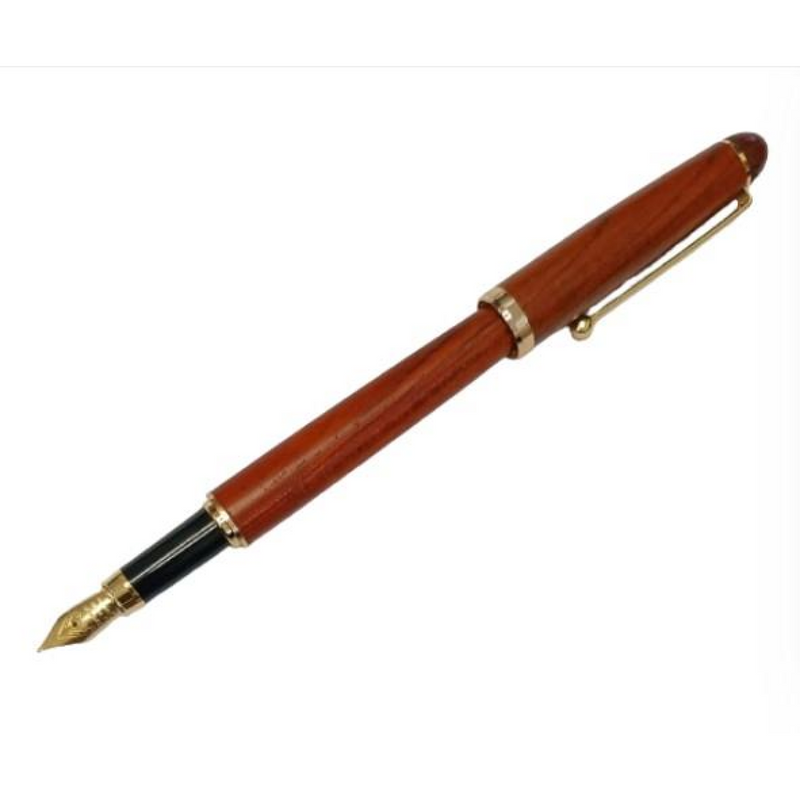 Imperial Wood Matt Brown Gold Trim Fountain Pen Fine NIB IMP315R