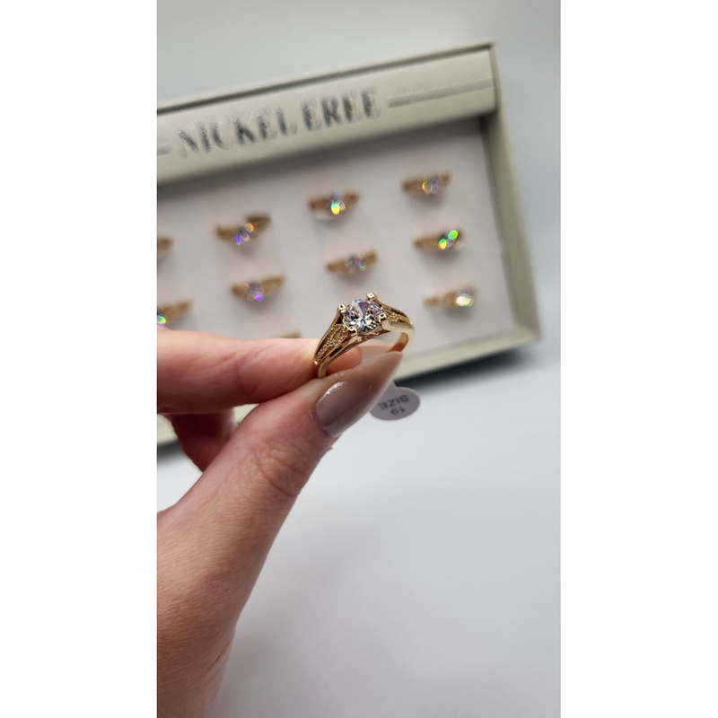 Bliss Crystal Ring Gold Box set of 12