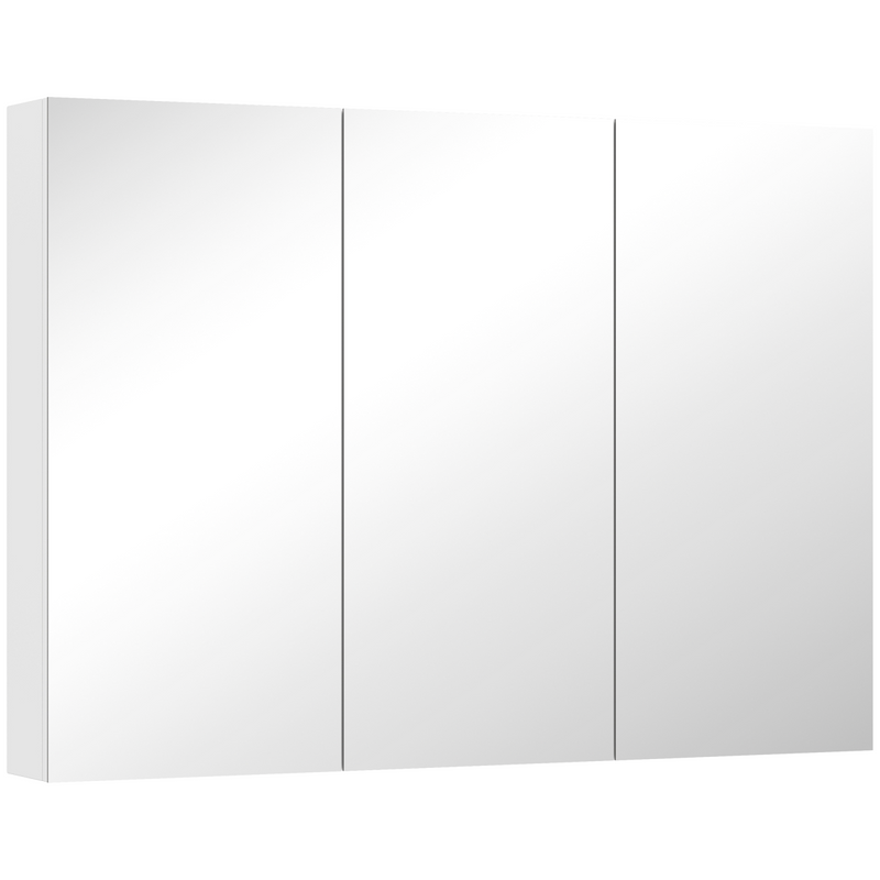 HOMCOM Bathroom Mirror Cabinet with 4 Adjustable Shelves, White