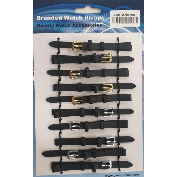 Leather Black Watch Straps Pk10 size 8mm 1005.05