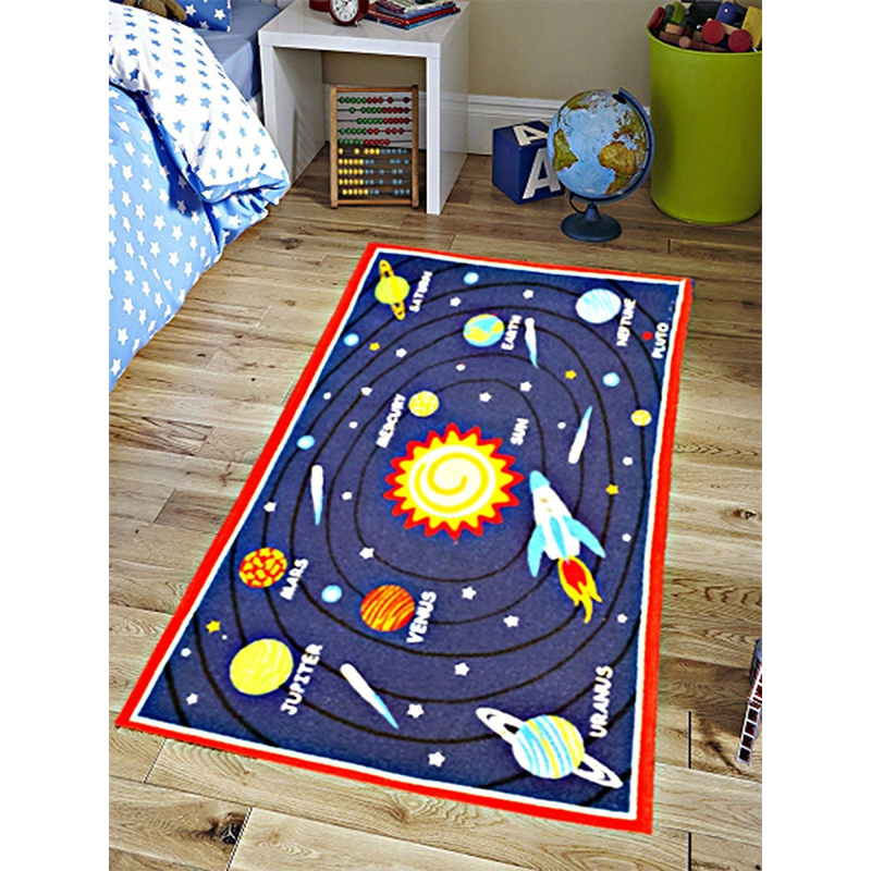 FunkyBuys® Kids Childrens PLANETS GALAXY (80 x 120cm) Rug Mat Modern Design Play Mat Nursery Rugs Non Slip - 3 Sizes Best Price