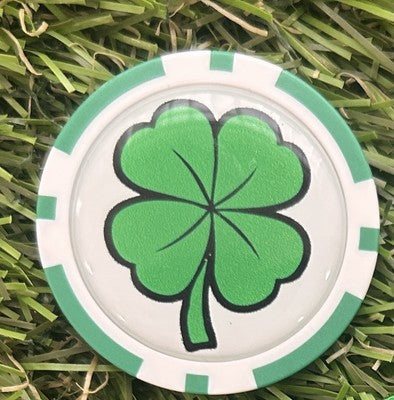 Four Leaf Clover Poker Chip Golf Ball Marker – Durable Metal