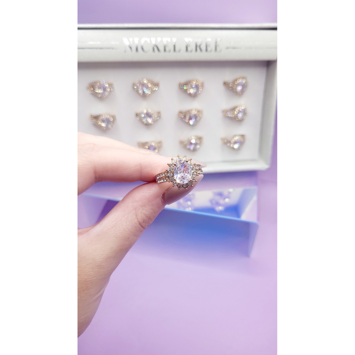 Infinity Love Crystal Ring Gold Box Set Of 12