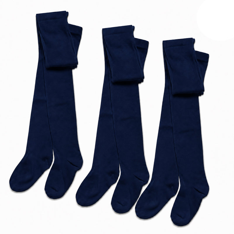 3 Pairs Girls Cotton Lycra Back To School Tights Cotton Rich Long Socks Stylish Comfortable Durable For Uniforms Everyday Wear Ages 3-12 Years by Sock Stack