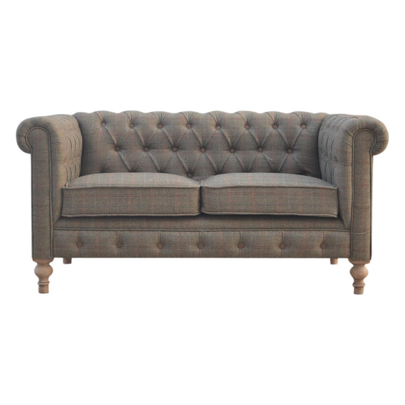 Artisan Furniture Solid Wood Multi Tweed 2 Seat Chesterfield