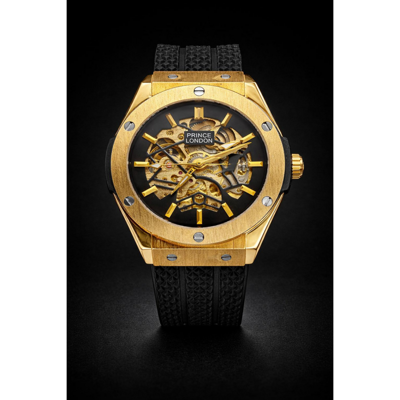 NYL Mens Fashion Automatic Rubber Mechanical Dial Analogue Silver Rubber Strap Watch NY London