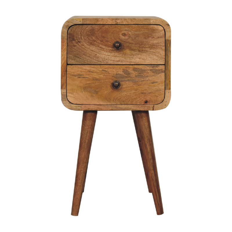 Artisan Furniture Solid Wood Mini Oak-ish Curved Bedside