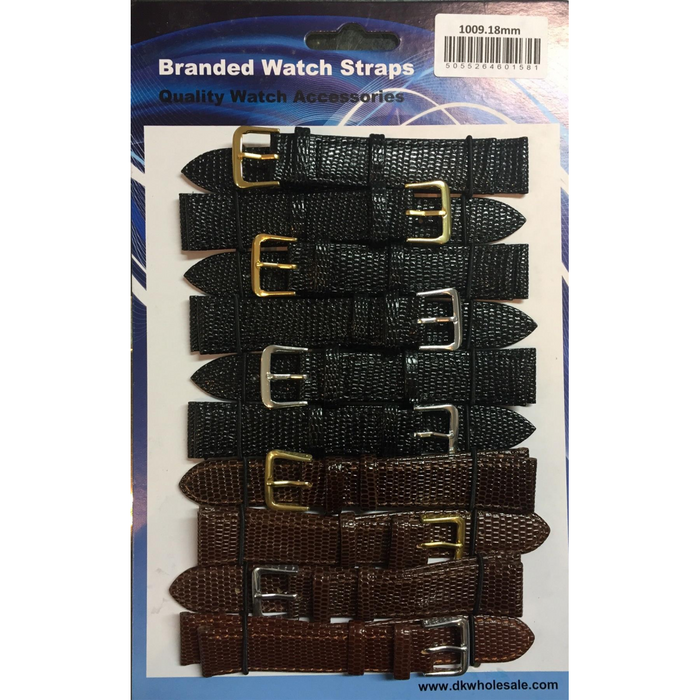 Lizard Grain Leather Black and Brown Watch Straps Pk10 size 10mm 1009