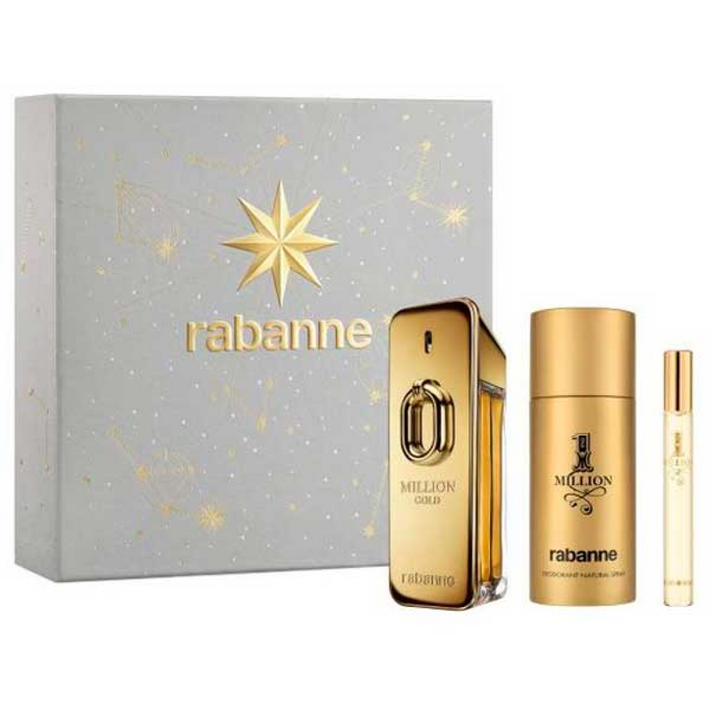 Paco Rabanne Million Gold Intense Gift Set (Eau De Parfum Spray 100ml  Deodorant Spray 150ml  10ml Travel Spray)