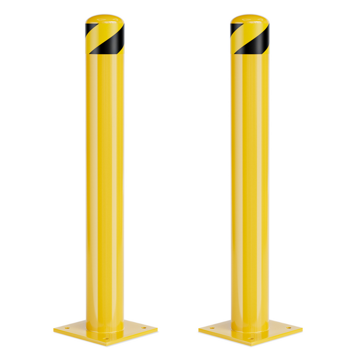 Parking Bollard Post, 48inch Bollards Steel, 4.5 Inch Diameter Bollard Covers, Yellow Powder Coated Safety Parking Barrier Post, for Traffic Sensitive Areas