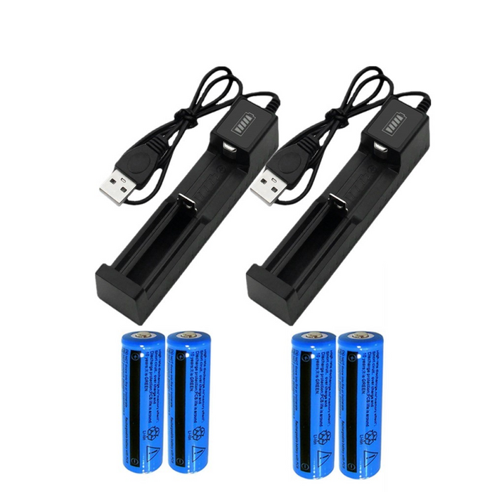 4pcs 3000mAh 18650 Rechargeable Batteries+2x USB Battery Charger Set For Fashlight headlamp