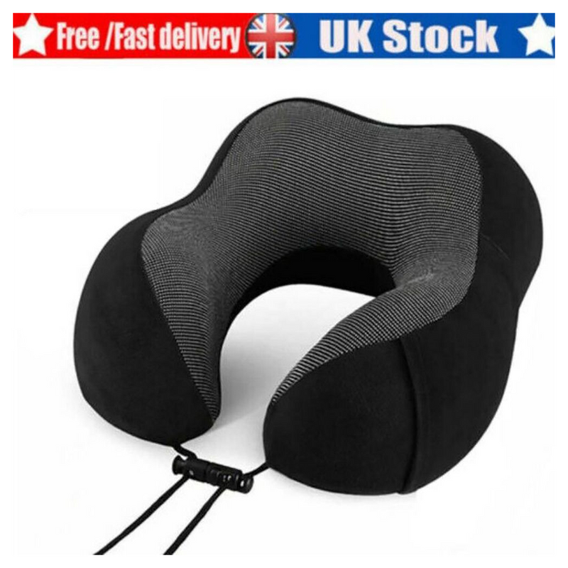 Memory Foam Travel Pillow Neck Support Cushion Without Carry Bag Ear Plugs Mask