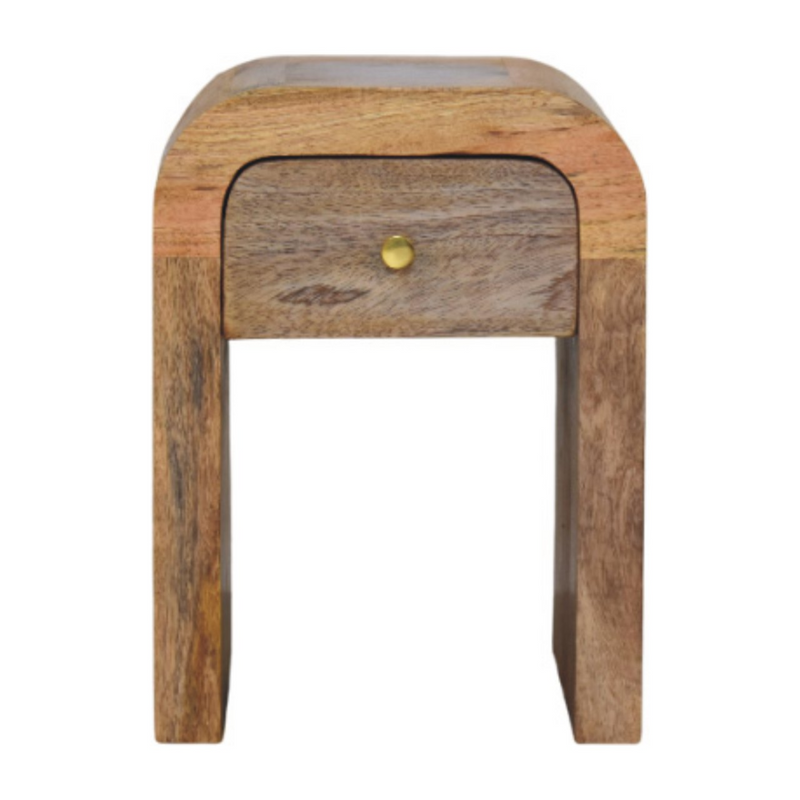 Artisan Furniture Solid Wood Mini Darcy Oak-ish Nightstand with Curved Edges