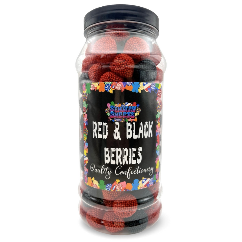 Black & Raspberry Berries Gummy Retro Sweets Gift Jar - 770g