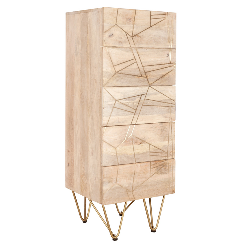Light Gold Tall Chest Of Drawers