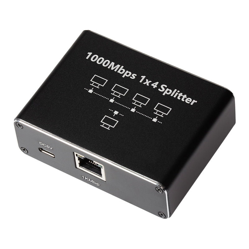 Maplin RJ45 1 Port In 4 Ports Out Ethernet LAN Splitter - Black