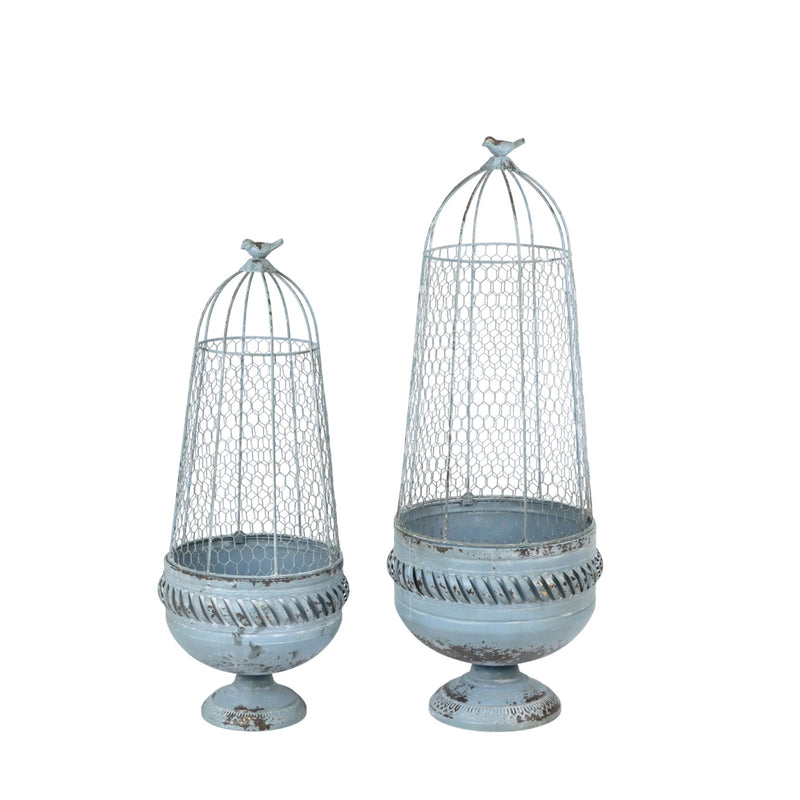83/70CM CREAM METAL SET 2 PLANT STANDS