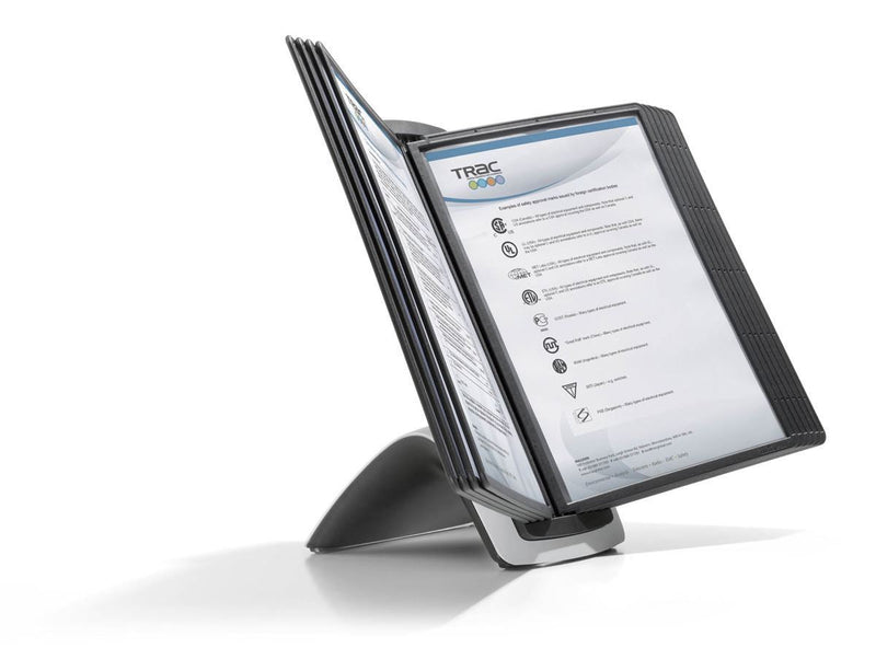 Durable SHERPA STYLE TABLE 10 Display Panel Desk Stand | 10 Panels | A4 Black