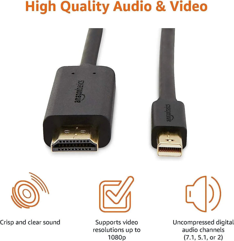 Mini DisplayPort to HDMI Cable Works With MacBook, MS Surface Dock 0.9m/3ft