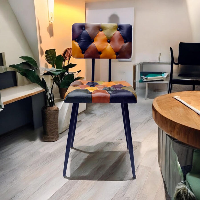 85CM LEATHER CHAIR  Harlequin diamond pattern