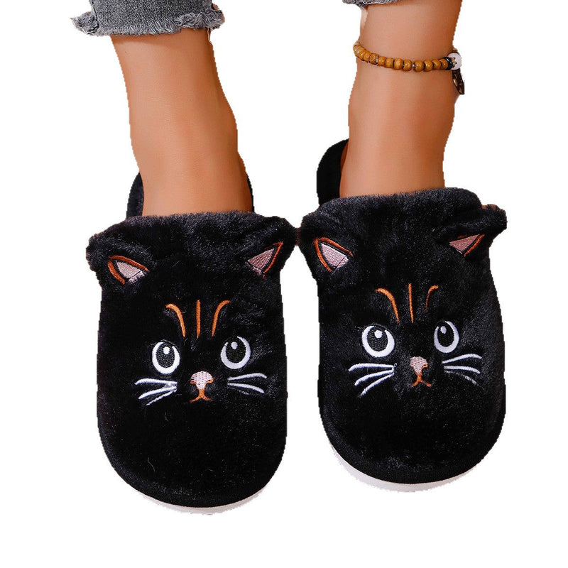 Christmas Plush Closed Toe Open Toe Cotton Slippers