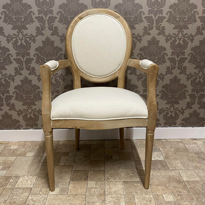94CM BROWN FRAME LINEN FABRIC LOUIS CHAIR