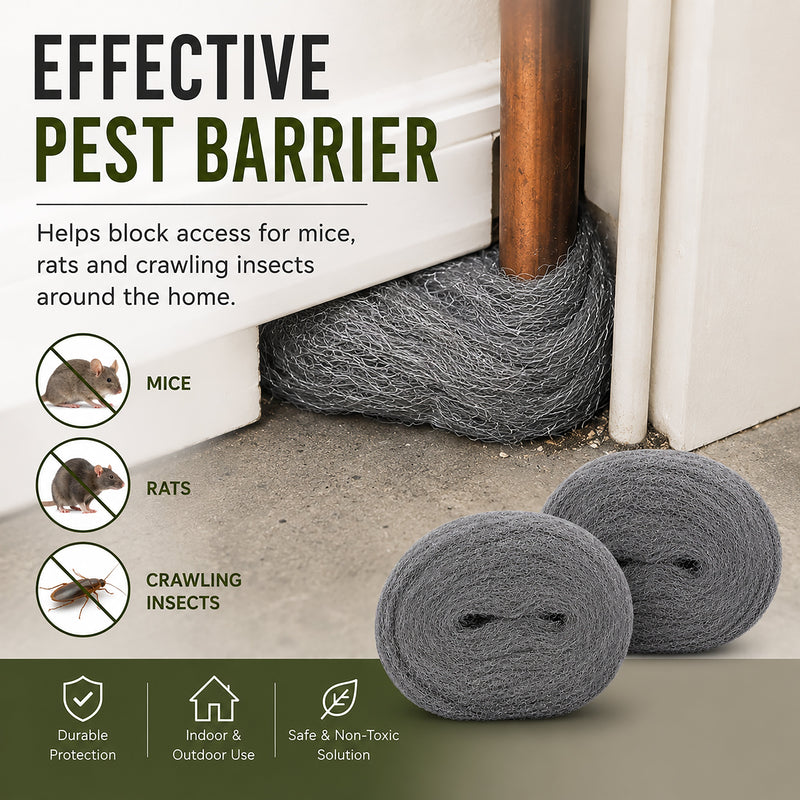 Steel Wool for Mice 2 Pack Rodent Control Rolls