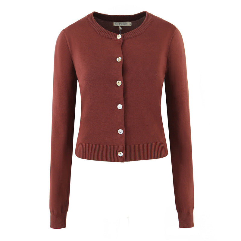Women's Retro Multi-color Round Neck Long Sleeve Jacket