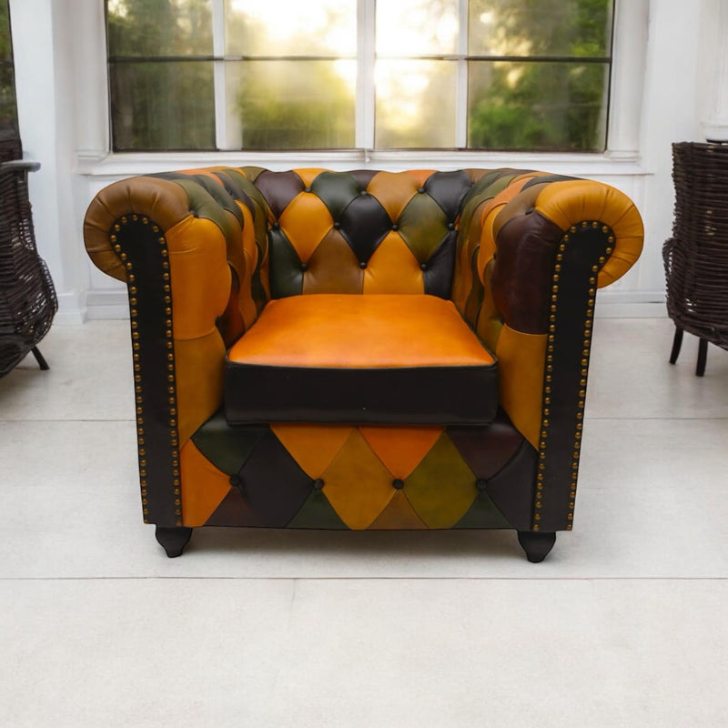 98CM LEATHER SOFA Harlequin diamond pattern