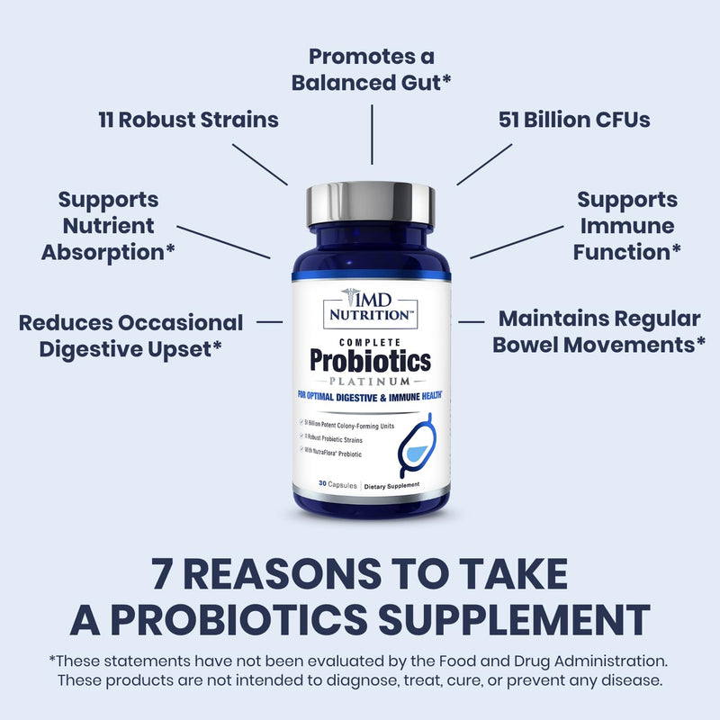 1MD Nutrition Complete Probiotics Platinum – 51B CFU, 11 Strains, Dairy-Free, 30 Capsules
