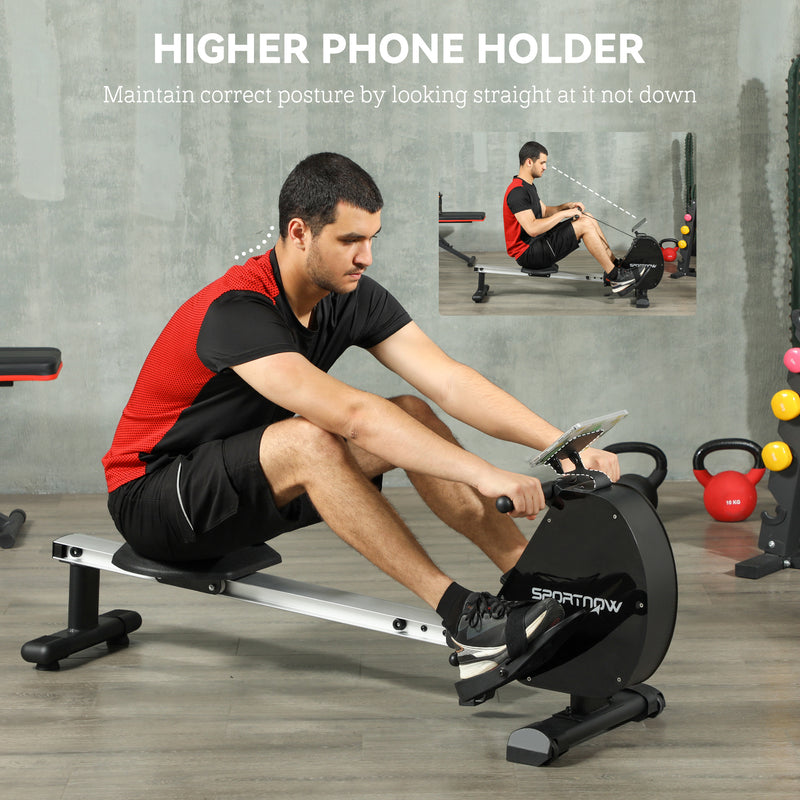 SPORTNOW Folding Magnetic Rowing Machine with Dual Aluminium Slide Rail
