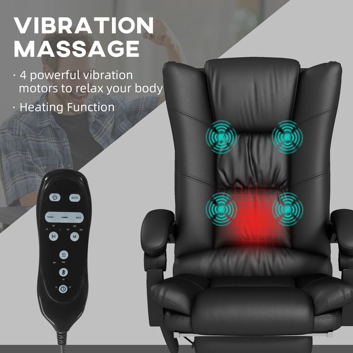 Vinsetto PU Leather Vibration Massage Office Chair with Heat, Black