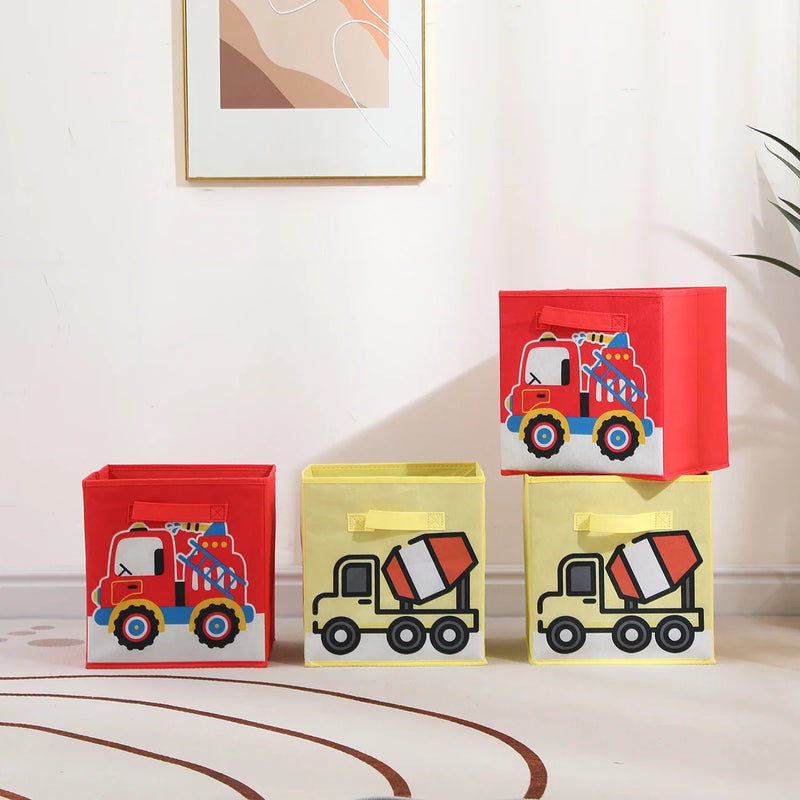2 Pack Foldable Toy Storage Cube Boxes with Handles for Home Organisation