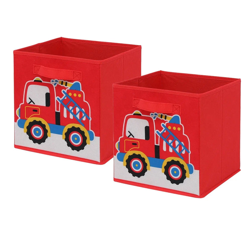 2 Pack Foldable Toy Storage Cube Boxes with Handles for Home Organisation