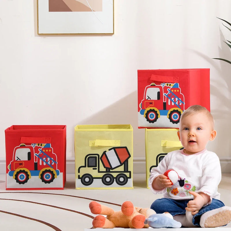2 Pack Foldable Toy Storage Cube Boxes with Handles for Home Organisation