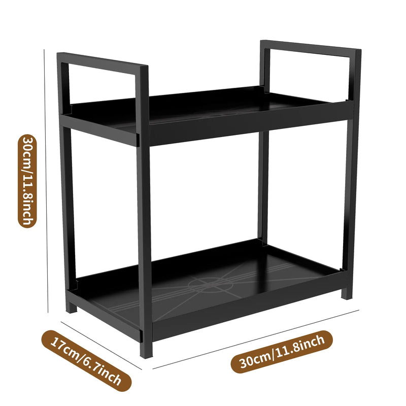 2-Tier Countertop Storage Rack - Large Capacity Bathroom & Kitchen Organiser