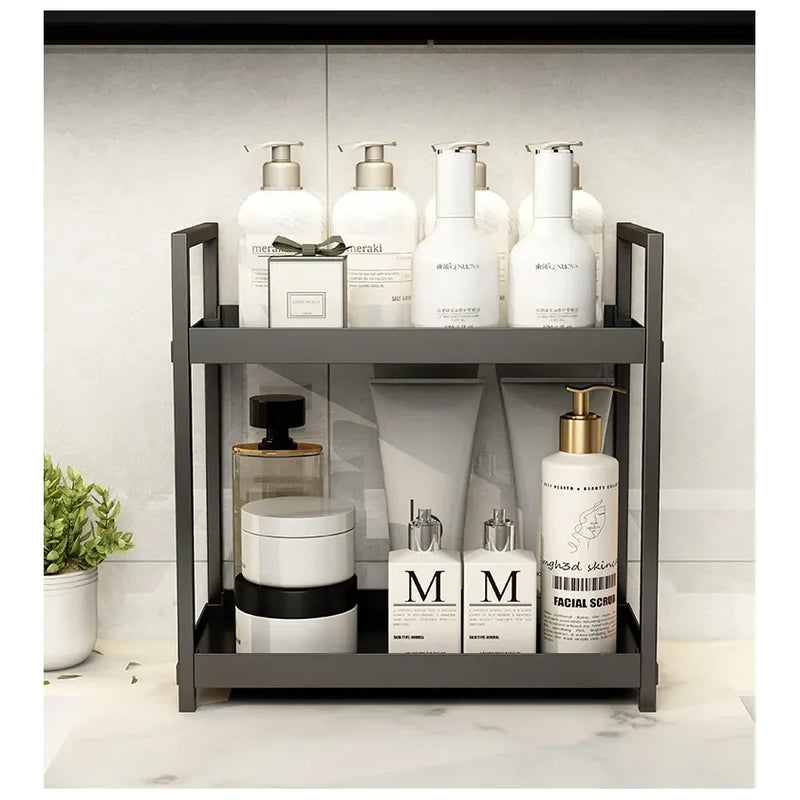 2-Tier Countertop Storage Rack - Large Capacity Bathroom & Kitchen Organiser
