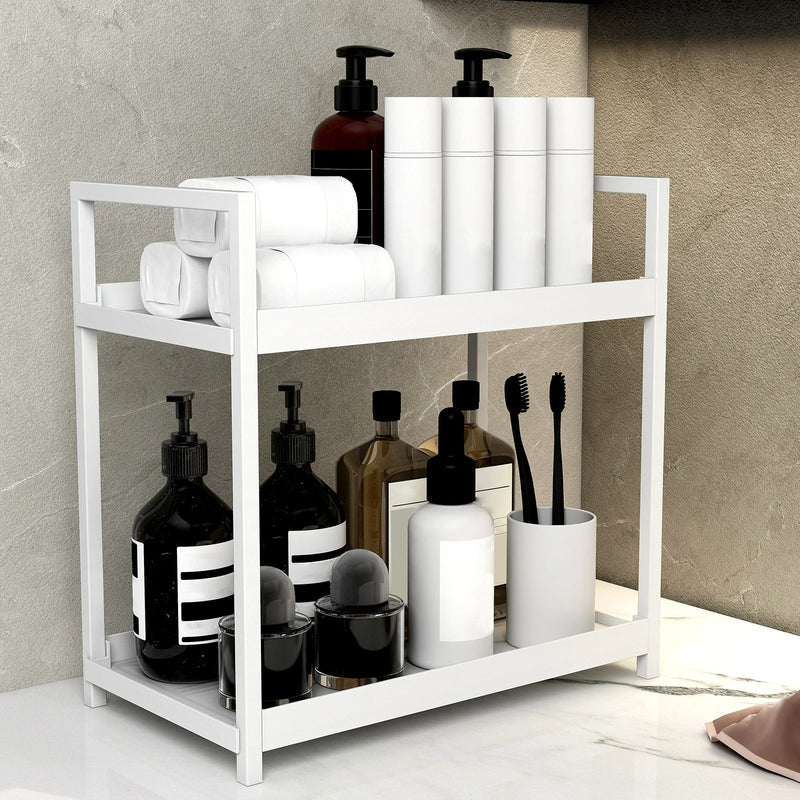 2-Tier Countertop Storage Rack - Large Capacity Bathroom & Kitchen Organiser