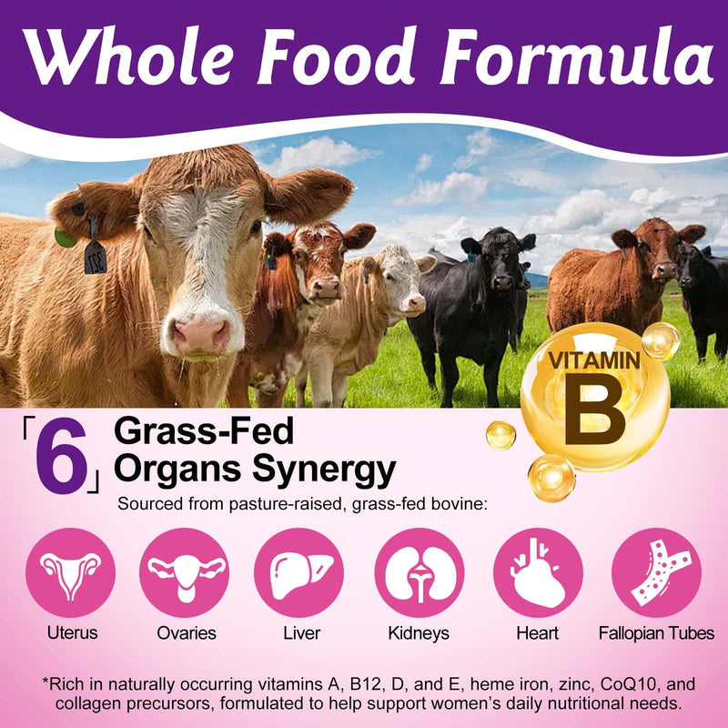 2 Pack Beef Organ Supplement for Women – Grass-Fed Liver & Organs Capsules for Hormone Balance, Energy & Skin Health