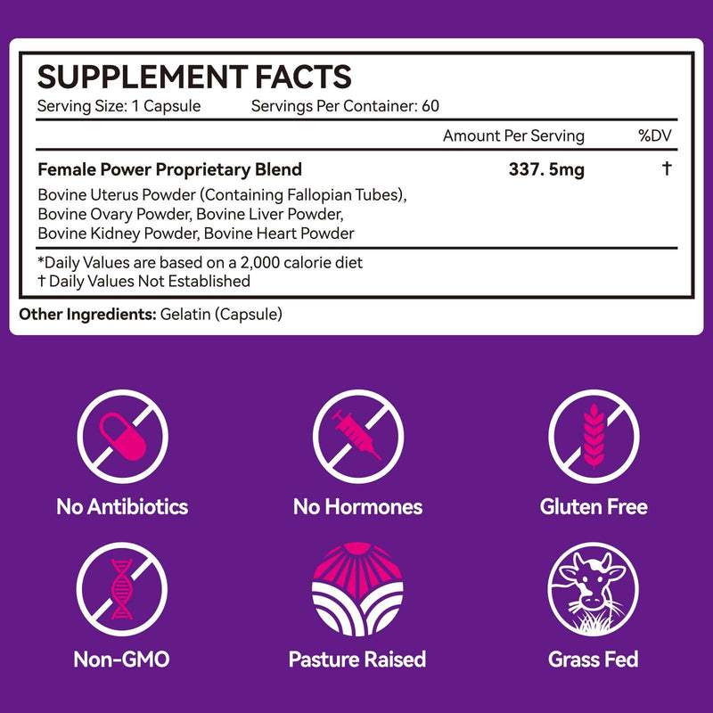 2 Pack Beef Organ Supplement for Women – Grass-Fed Liver & Organs Capsules for Hormone Balance, Energy & Skin Health