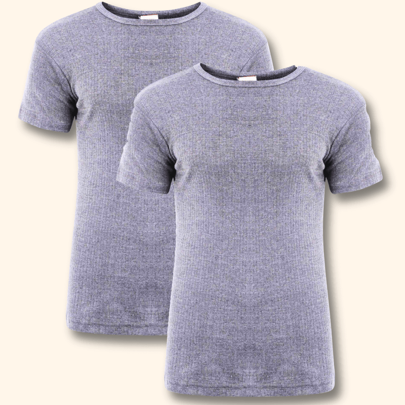 2 Pack Men's Thermal Underwear T Shirt Tops Warm Durable Baselayer Insulated Brushed Yarn for Running Hiking Outdoor Sports Workwear Small to XXL White Black Grey Navy by Heatwave Thermalwear