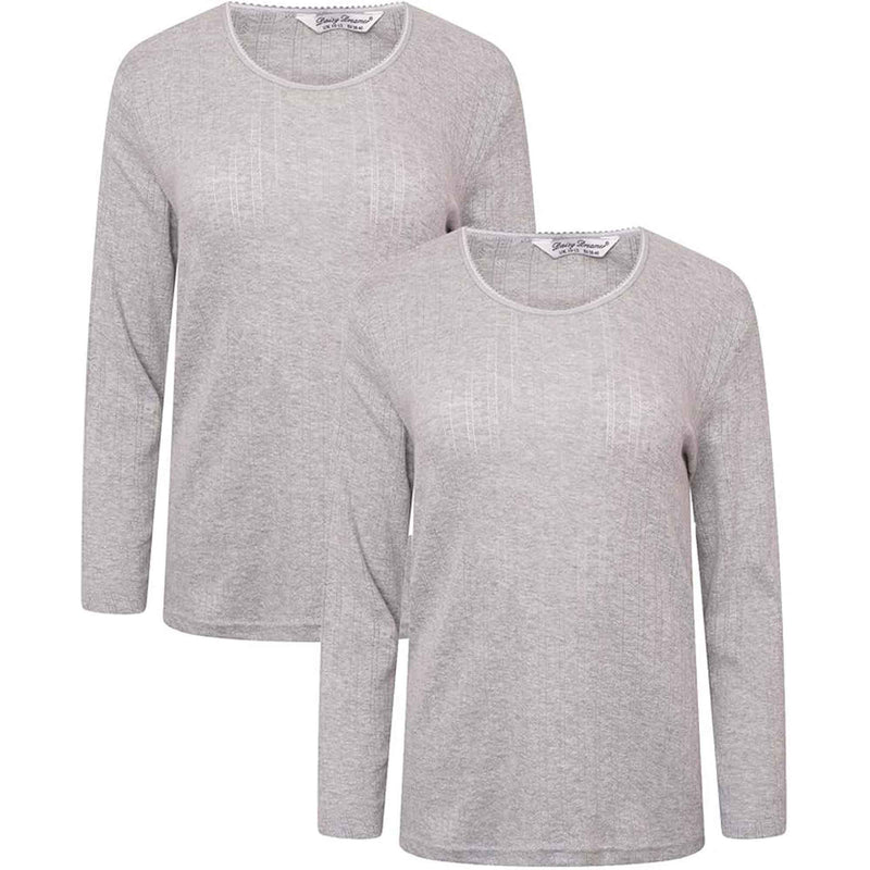 2 Pack Women's Thermal Long Sleeve Tops Base Layer Insulated Warm Underwear for Outdoor Sports Running Hiking Cold Weather Workwear by Heatwave Thermalwear